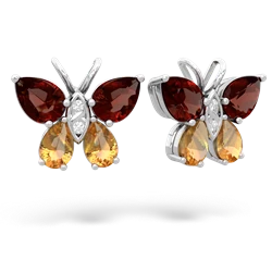 Garnet Butterfly 14K White Gold earrings E2215