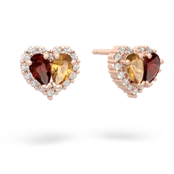 Garnet Halo 14K Rose Gold earrings E7008