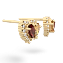 Garnet Halo 14K Yellow Gold earrings E7008