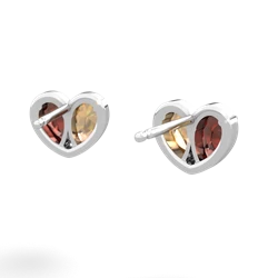 Garnet 'Our Heart' 14K White Gold earrings E5072