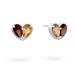 Garnet 'Our Heart' 14K White Gold earrings E5072