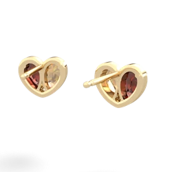 Garnet 'Our Heart' 14K Yellow Gold earrings E5072