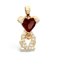 Garnet Puppy Love 14K Yellow Gold pendant P5800