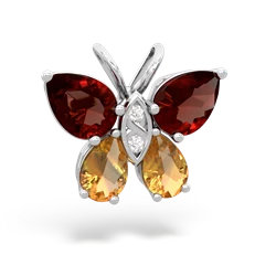 Garnet Butterfly 14K White Gold pendant P2215