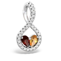 Garnet Pave Twist 'One Heart' 14K White Gold pendant P5360