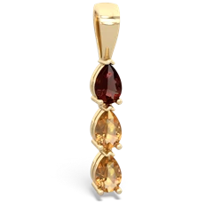 Garnet Dew Drops 14K Yellow Gold pendant P2251