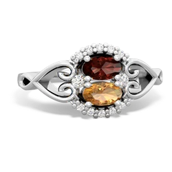 Garnet Love Nest 14K White Gold ring R5860