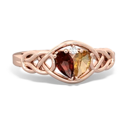 Garnet Celtic Love Knot 14K Rose Gold ring R5420