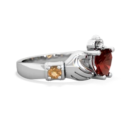 Garnet Claddagh Keepsake 14K White Gold ring R5245
