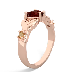 Garnet Claddagh Keepsake 14K Rose Gold ring R5245