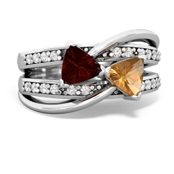 Garnet Bowtie 14K White Gold ring R2360