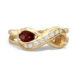 Garnet Diamond Infinity 14K Yellow Gold ring R5390