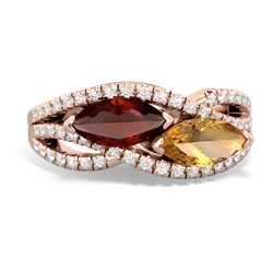 Garnet Diamond Rivers 14K Rose Gold ring R3070