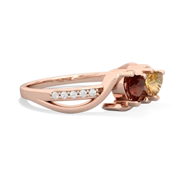 Garnet Side By Side 14K Rose Gold ring R3090