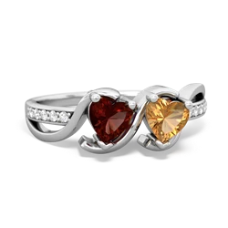 Garnet Side By Side 14K White Gold ring R3090