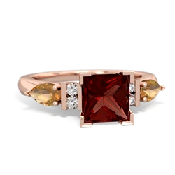 Garnet 6Mm Princess Eternal Embrace Engagement 14K Rose Gold ring C2002