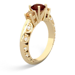 Garnet Art Deco Eternal Embrace Engagement 14K Yellow Gold ring C2003