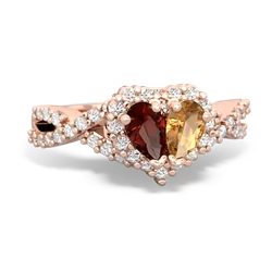 Garnet Diamond Twist 'One Heart' 14K Rose Gold ring R2640HRT