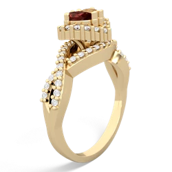 Garnet Diamond Twist 'One Heart' 14K Yellow Gold ring R2640HRT