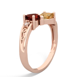 Garnet Snuggling Hearts 14K Rose Gold ring R2178