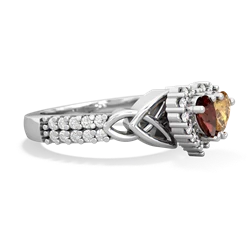 Garnet Celtic Knot Two Hearts As One 14K White Gold ring R2644HRT