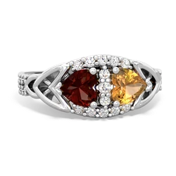 Garnet Sparkling Celtic Knot 14K White Gold ring R2645