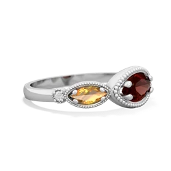 Garnet Milgrain Marquise 14K White Gold ring R5700
