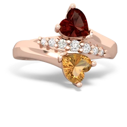 Garnet Heart To Heart 14K Rose Gold ring R2064