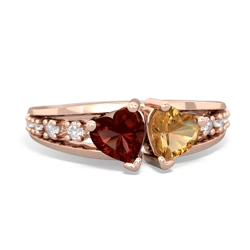 Garnet Heart To Heart 14K Rose Gold ring R3342