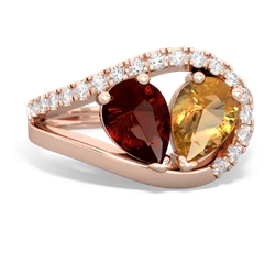 Garnet Nestled Heart Keepsake 14K Rose Gold ring R5650