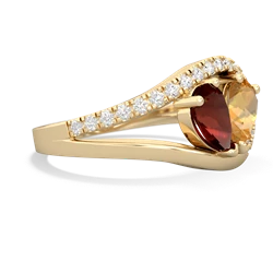 Garnet Nestled Heart Keepsake 14K Yellow Gold ring R5650