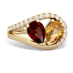 Garnet Nestled Heart Keepsake 14K Yellow Gold ring R5650