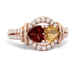 Garnet Art-Deco Keepsake 14K Rose Gold ring R5630