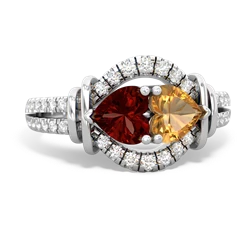 Garnet Art-Deco Keepsake 14K White Gold ring R5630