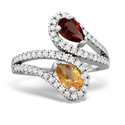 Garnet Diamond Dazzler 14K White Gold ring R3000