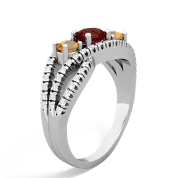 Garnet Three Stone Aurora 14K White Gold ring R3080