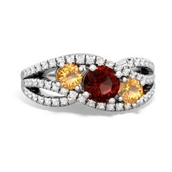 Garnet Three Stone Aurora 14K White Gold ring R3080