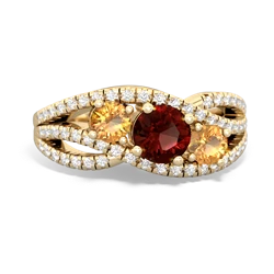 Garnet Three Stone Aurora 14K Yellow Gold ring R3080