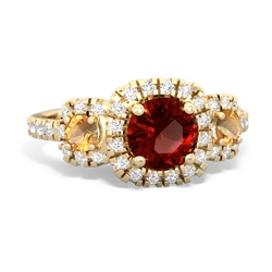 Garnet Regal Halo 14K Yellow Gold ring R5350