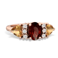 Garnet Antique Style Three Stone 14K Rose Gold ring R2186