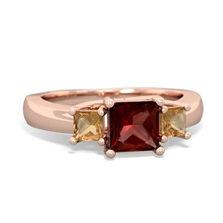 Garnet Three Stone Trellis 14K Rose Gold ring R4015