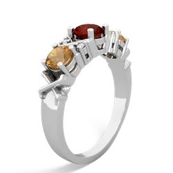 Garnet Hugs And Kisses 14K White Gold ring R5016