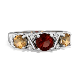 Garnet Hugs And Kisses 14K White Gold ring R5016