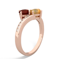 Garnet Channel Set Two Stone 14K Rose Gold ring R5303