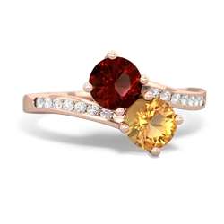 Garnet Channel Set Two Stone 14K Rose Gold ring R5303