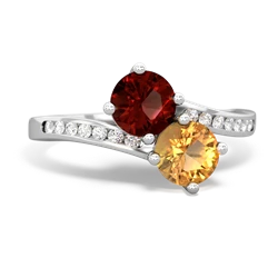 Garnet Channel Set Two Stone 14K White Gold ring R5303