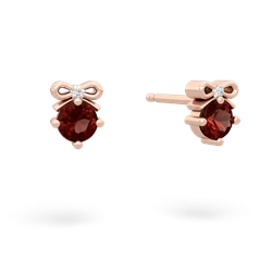 Garnet Diamond Bows 14K Rose Gold earrings E7002