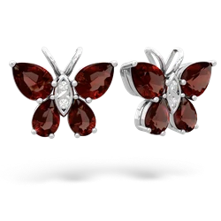 Garnet Butterfly 14K White Gold earrings E2215