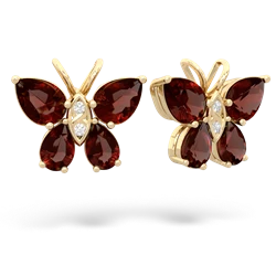 Garnet Butterfly 14K Yellow Gold earrings E2215