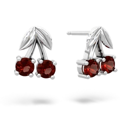 Garnet Sweet Cherries 14K White Gold earrings E7001